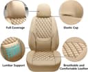 Thumbnail 2 de NS YOLO Full Coverage Leather Car Seat Covers 5 Seats Beige 🪑