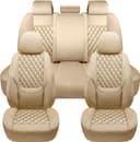Thumbnail 6 de NS YOLO Full Coverage Leather Car Seat Covers 5 Seats Beige 🪑