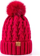 Thumbnail 6 de PAGE ONE Womens Ribbed Cable Knit Beanie Pom Pom 🎩