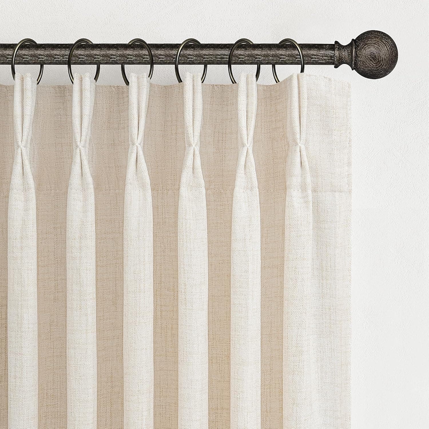 Pinch Pleated Linen Curtains 96 in Light-Filtering Drapes 🪟