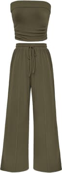 Thumbnail 4 de PRETTYGARDEN Ribbed Crop Tube Top and Pants set 👗