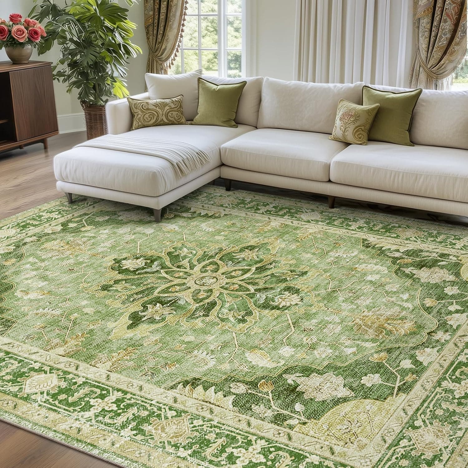 RELEANY 8'x10' Washable Floral Area Rug 🧩