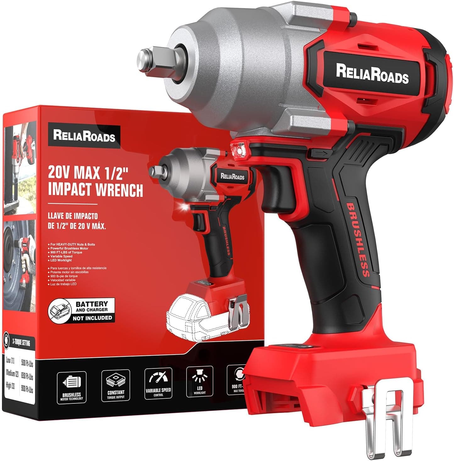 ReliaRoads 900 Ft-lbs Cordless Impact Wrench 🔧