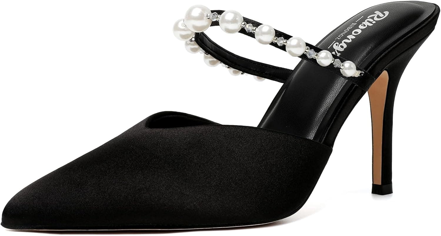 RINBONGZ Pearl Satin Pointed Stiletto Heels 👠