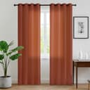 Thumbnail 1 de RYB HOME Brunt Orange Sheer Curtains 63 in 📺