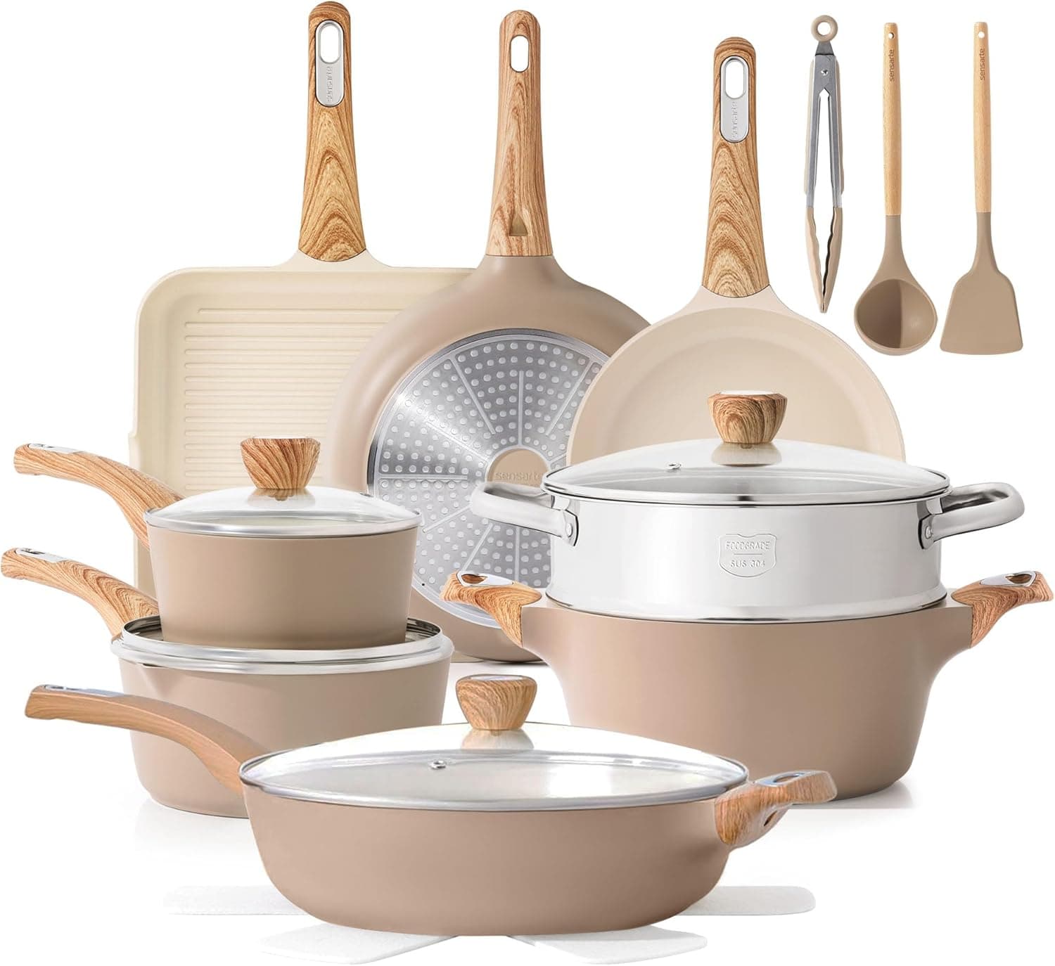 SENSARTE 20-Piece Ceramic Cookware Set 🍳
