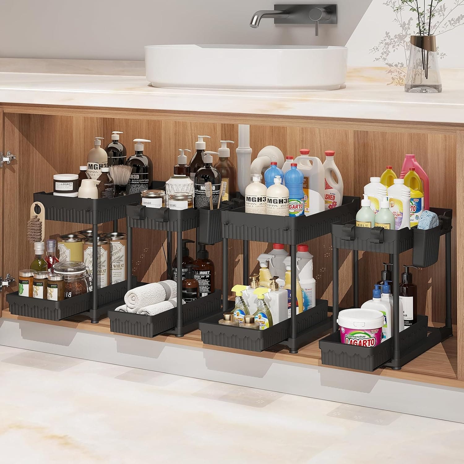 Sevenblue 2-Tier Under Sink Organizer 4-Pack 🚪