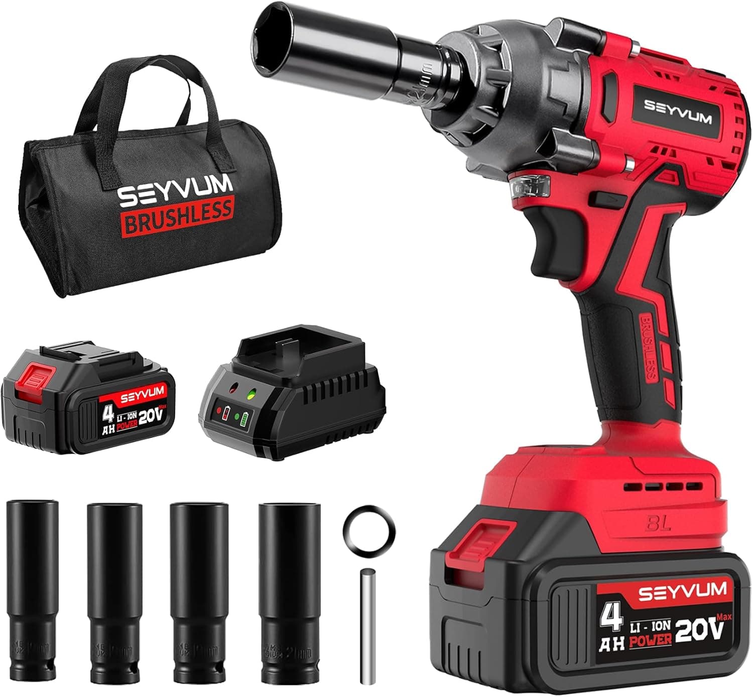 SEYVUM Impact Wrench 320 Ft-lbs, 20V Brushless 🔧