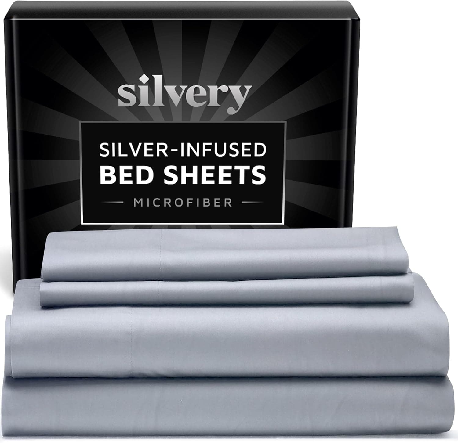 Silvery Silver Infused Bed Sheets Set, 3X Fresh 🛏️