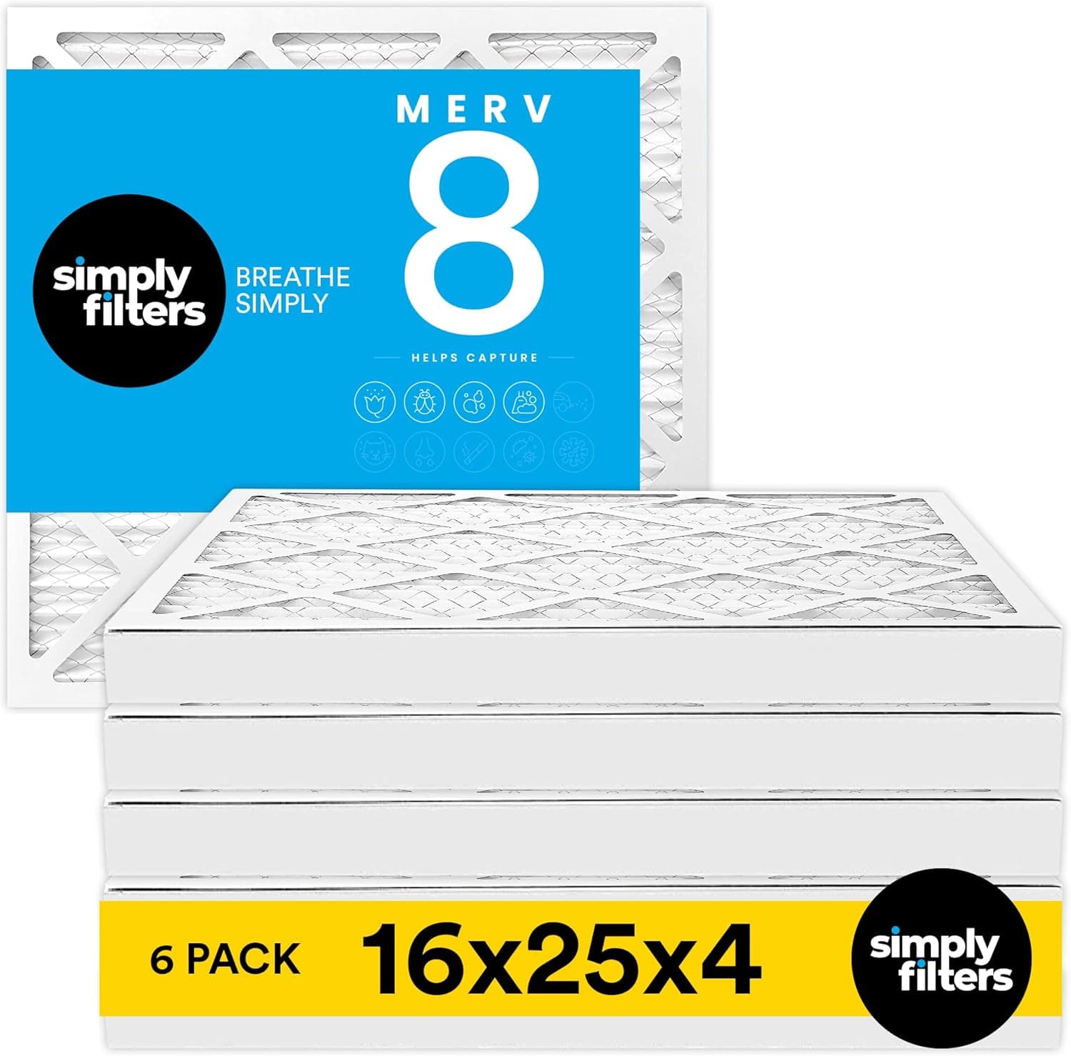 Simply MERV 8 Air Filter 16 x 25 x 4, 6-Pack 🏠
