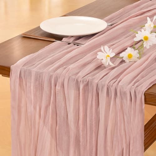 Socomi 120-inch Pink Cheesecloth Table Runner 🎉