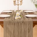 Thumbnail 5 de Socomi Nude Brown Cheesecloth Table Runner 120 in 🧵