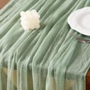 Thumbnail 3 de Socomi Sage Green Cheesecloth Table Runner 120in 🧵
