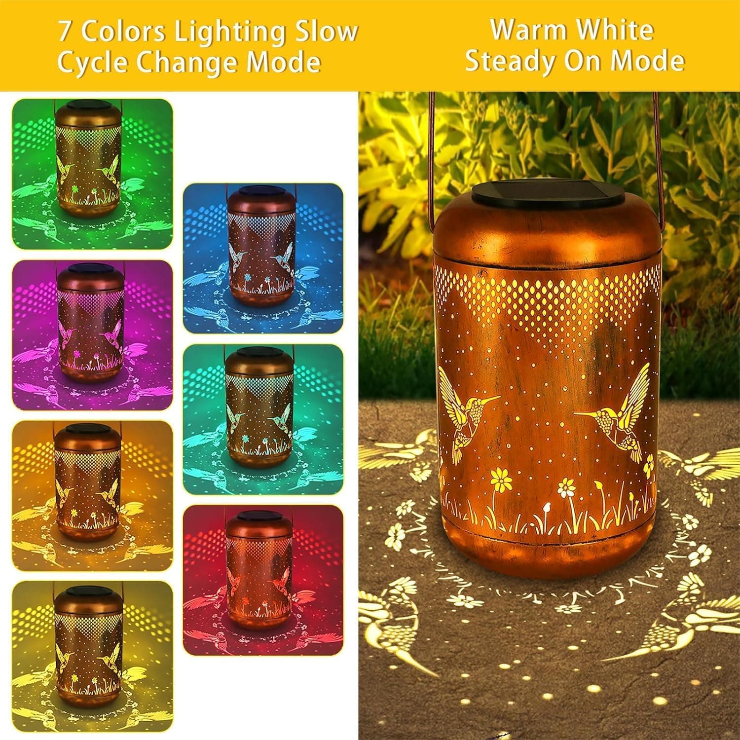 Solar Hummingbird 7-Color Solar Lanterns Outdoor 🌼
