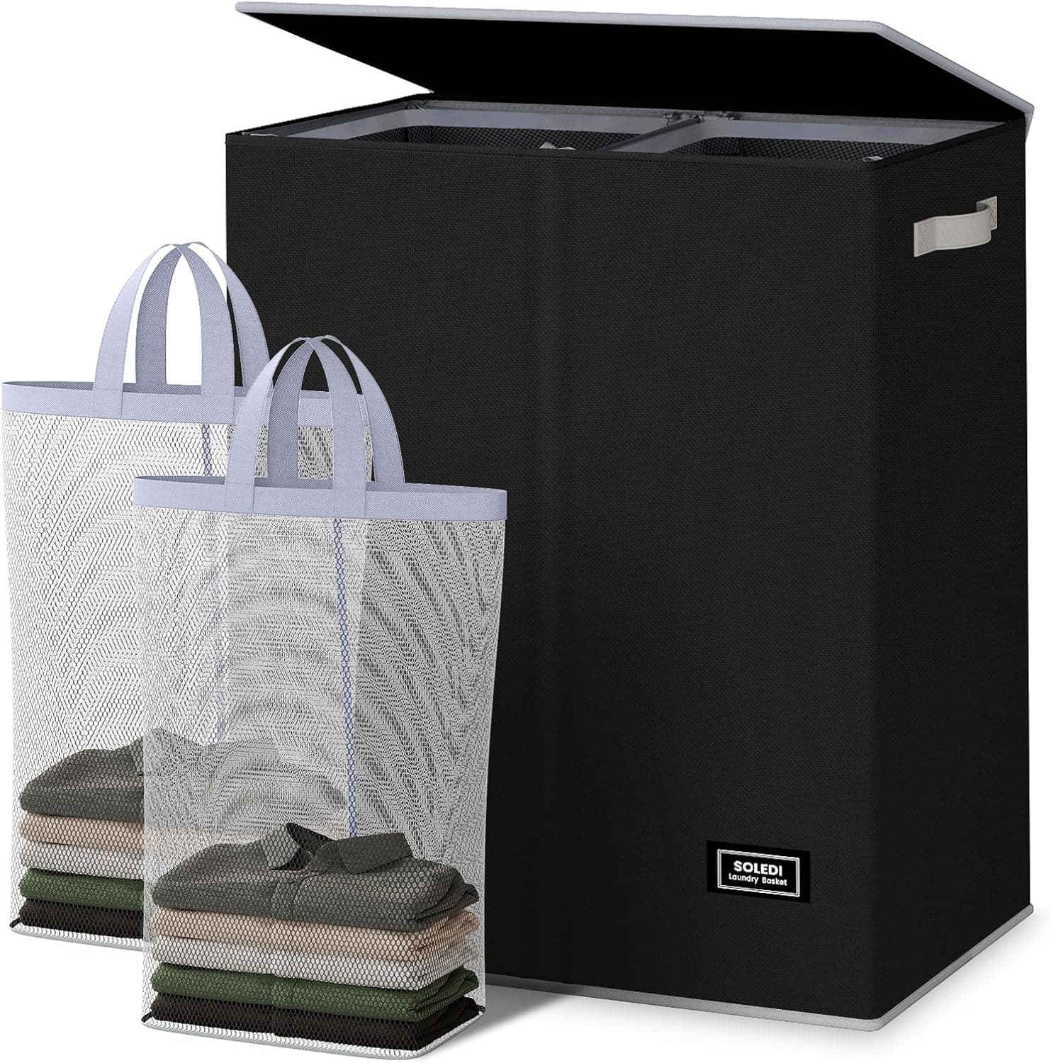 SOLEDI Double Laundry Hamper with Lid 🧺