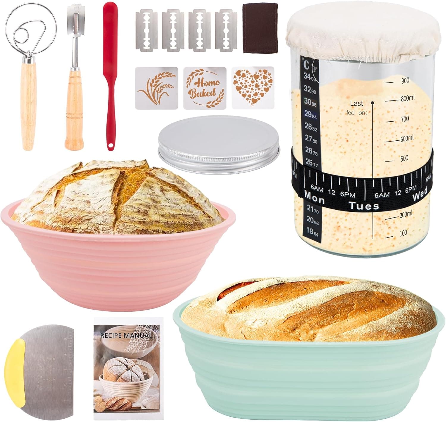 Sourdough Bread Starter Kit 9" proofing basket 🍞