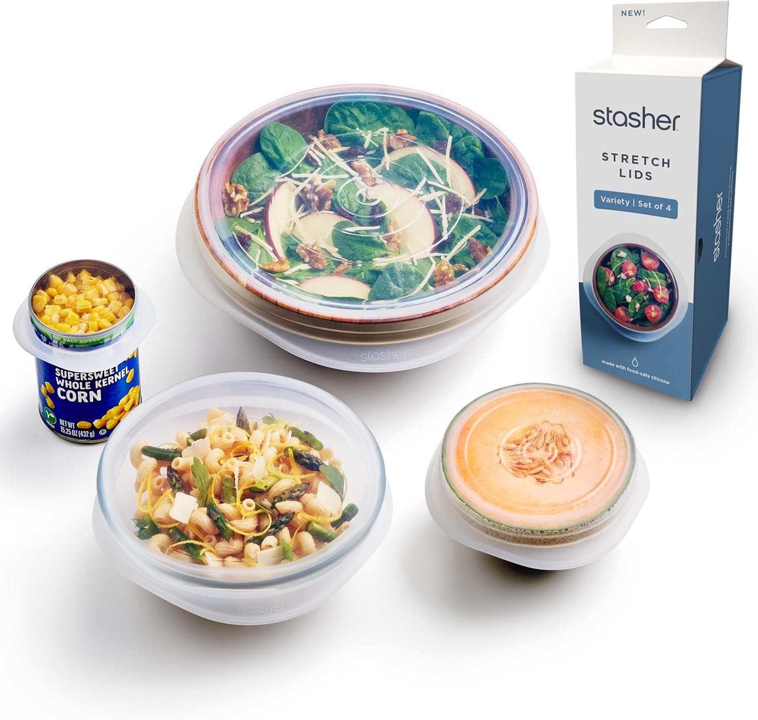 Stasher Premium Reusable Silicone Stretch Lids 4-pack 🥣