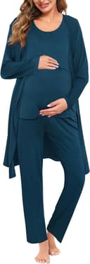 Thumbnail 2 de SWOMOG Maternity Nursing Robe Set 3 PCS — Nursing Pajamas 🛏️