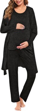Thumbnail 4 de SWOMOG Maternity Nursing Robe Set 3 PCS — Nursing Pajamas 🛏️