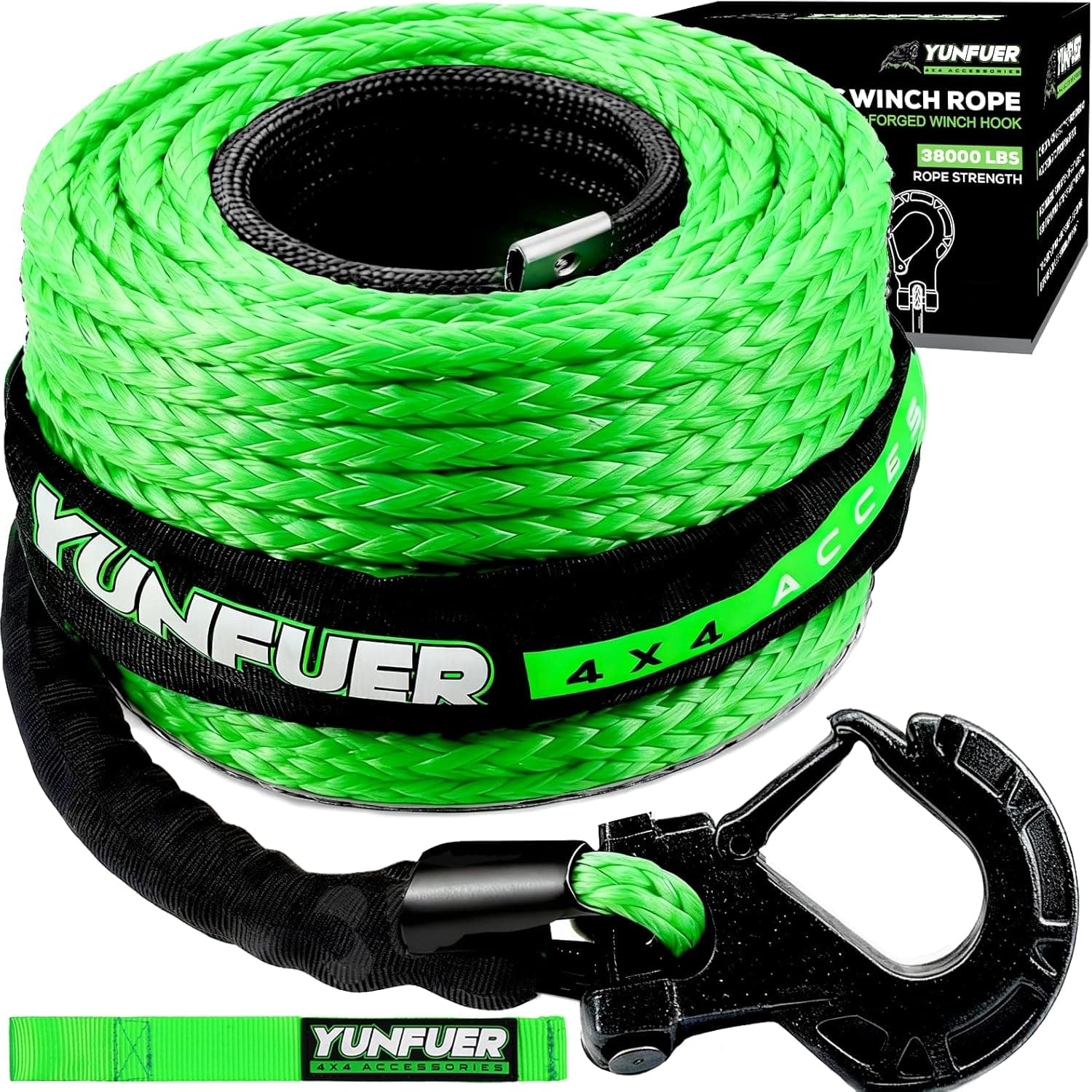 Synthetic Winch Rope 5/8" x 60ft 38,000 lb for 4x4 🚙