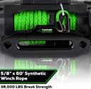 Thumbnail 1 de Synthetic Winch Rope 5/8" x 60ft 38,000 lb for 4x4 🚙