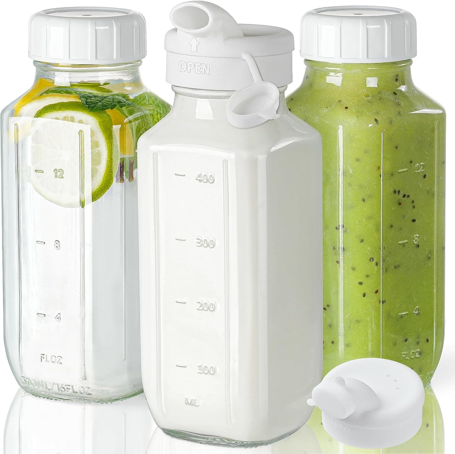 Syntic Glass Juice Bottles 3 Pack with Lids 🥤