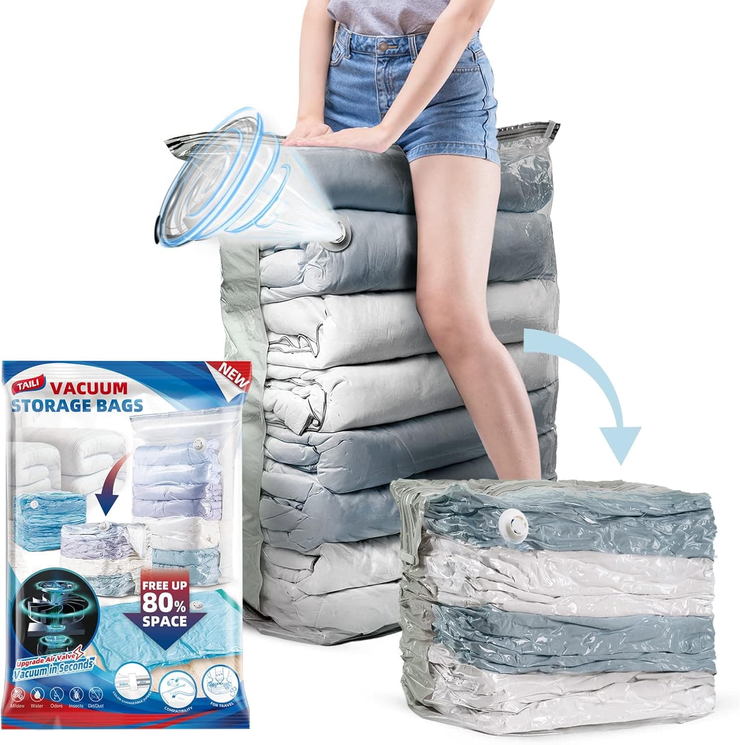 TAILI 6 Pack Vacuum Storage Bags Jumbo Cube 31x40x15" 🧺