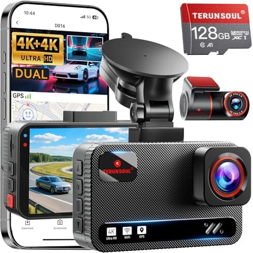 TERUNSOUL 4K+4K Dash Cam with 170° Wide Angle 📷