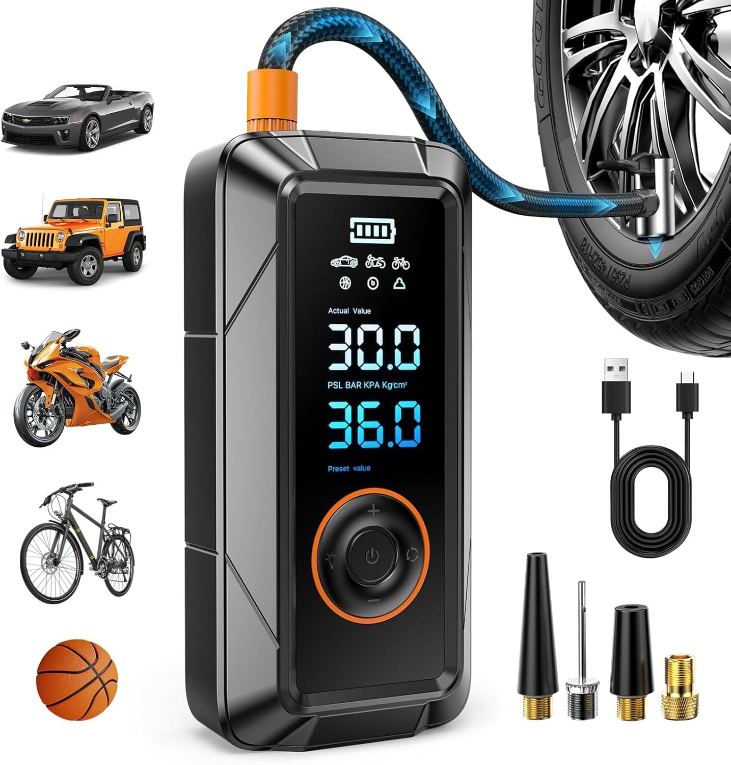 Tire Inflator Portable Air Compressor 12V 🚗