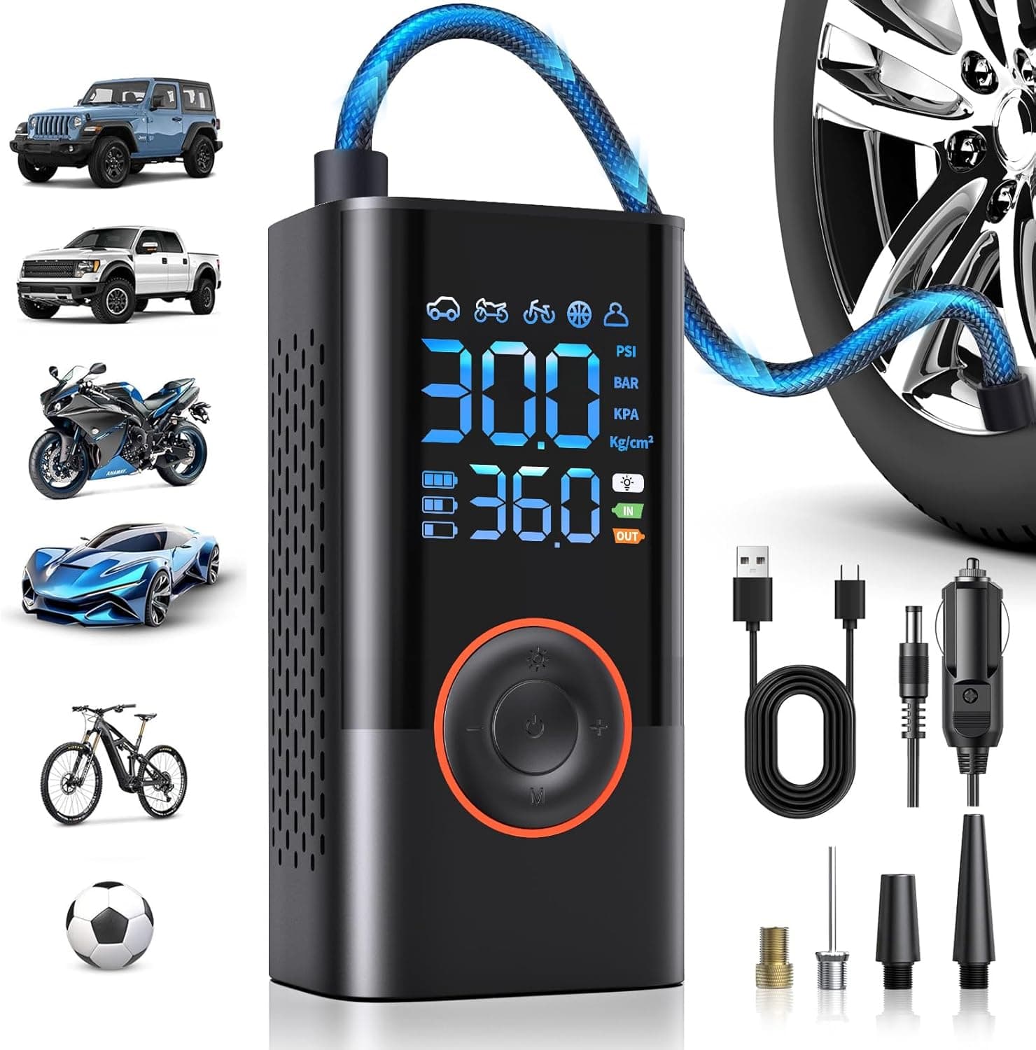 Tire Inflator Portable Air Compressor with Digital Gauge 150 PSI 🚗