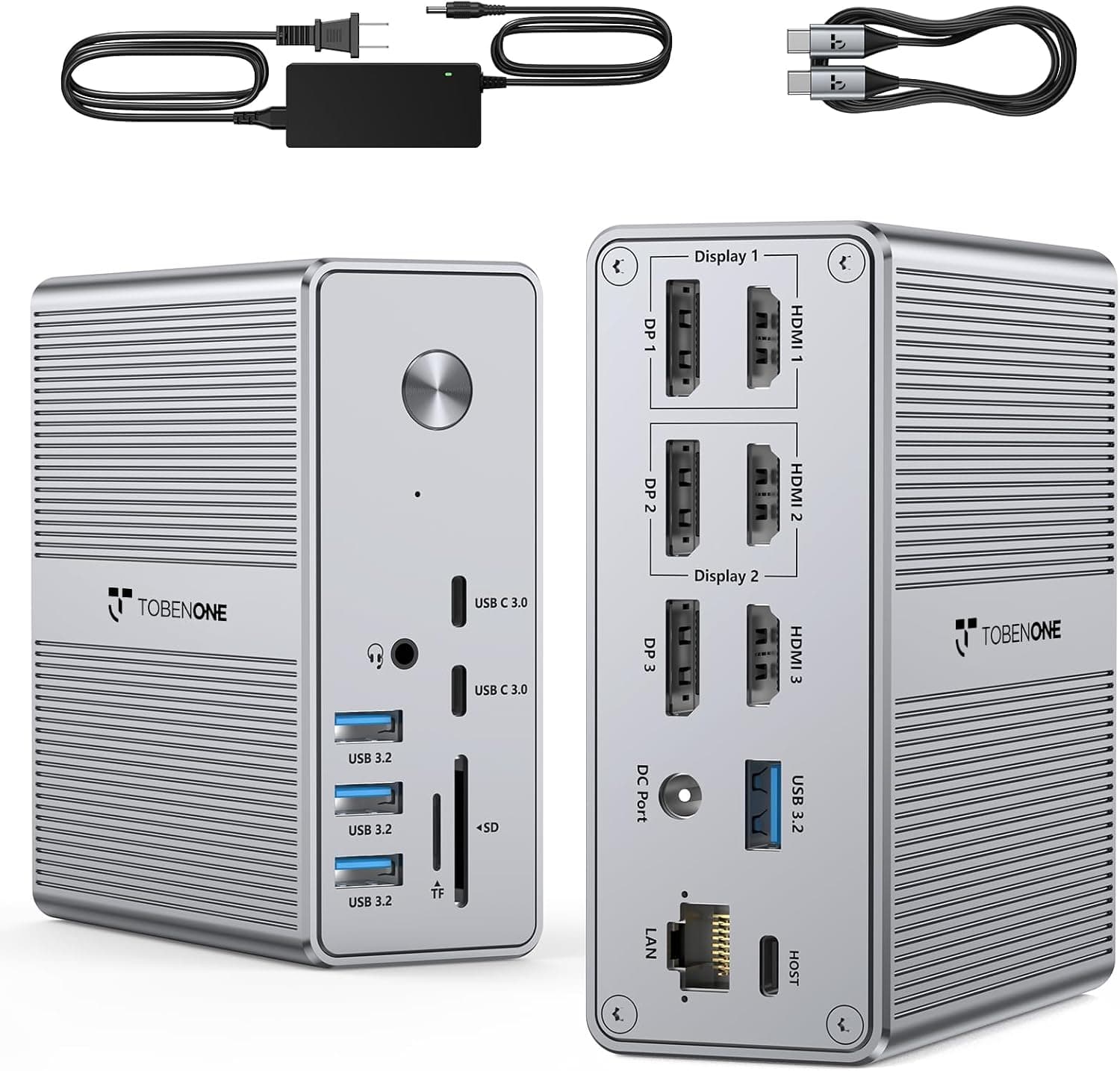 TobenONE DisplayLink Triple 4K Docking Station 120W 💻