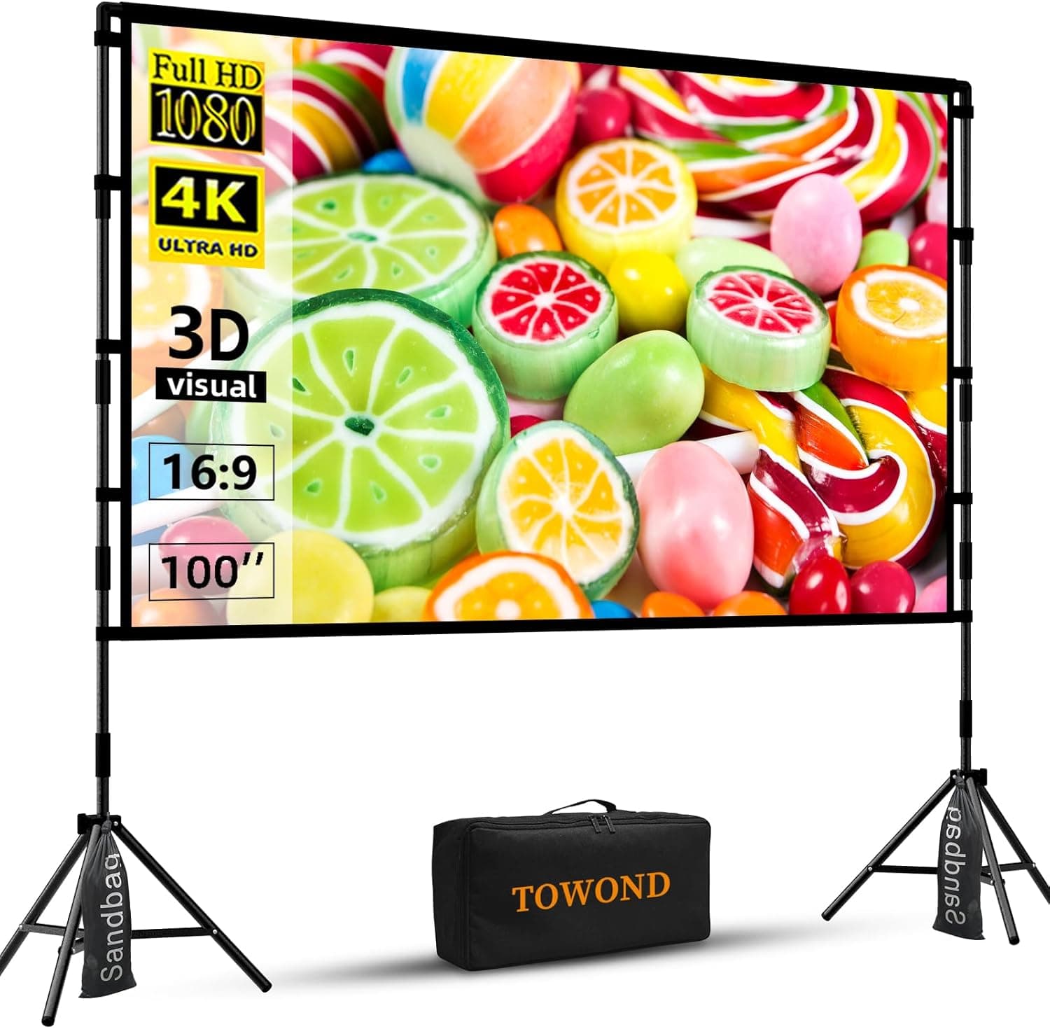 TOWOND Projector Screen 100-inch 16:9 Outdoor Screen 🎥
