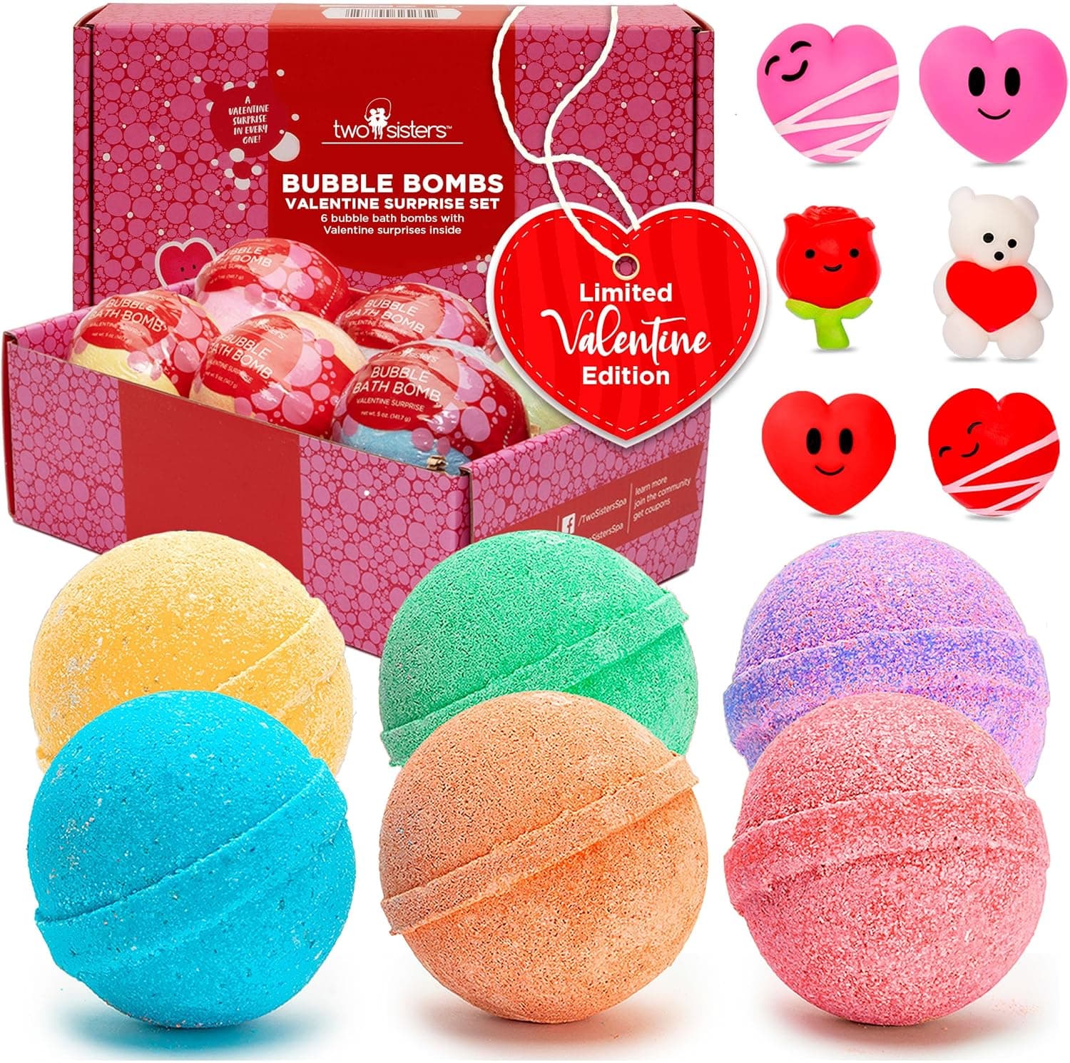 Two Sisters Valentines Bath Bombs 6-Pack 🛁