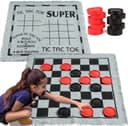 Thumbnail principal de Vintage Giant 3-in-1 Checkers Game, 24 Chips ♟️