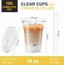 Thumbnail 1 de VITEVER 16oz Clear Plastic Cups with Lids and Straws 🥤