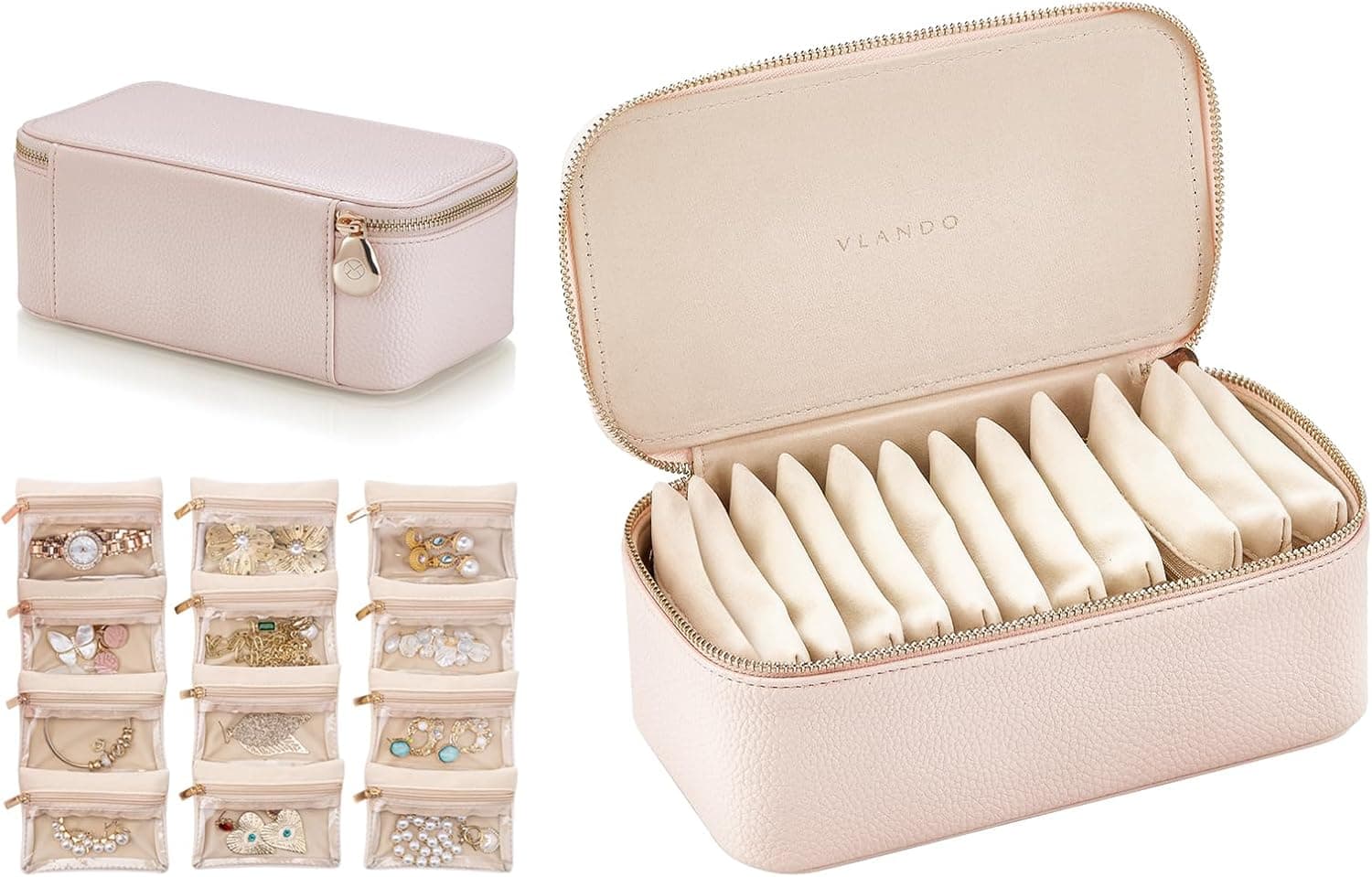 Vlando Travel Jewelry Box Organizer 12-pocket jewelry case 💍