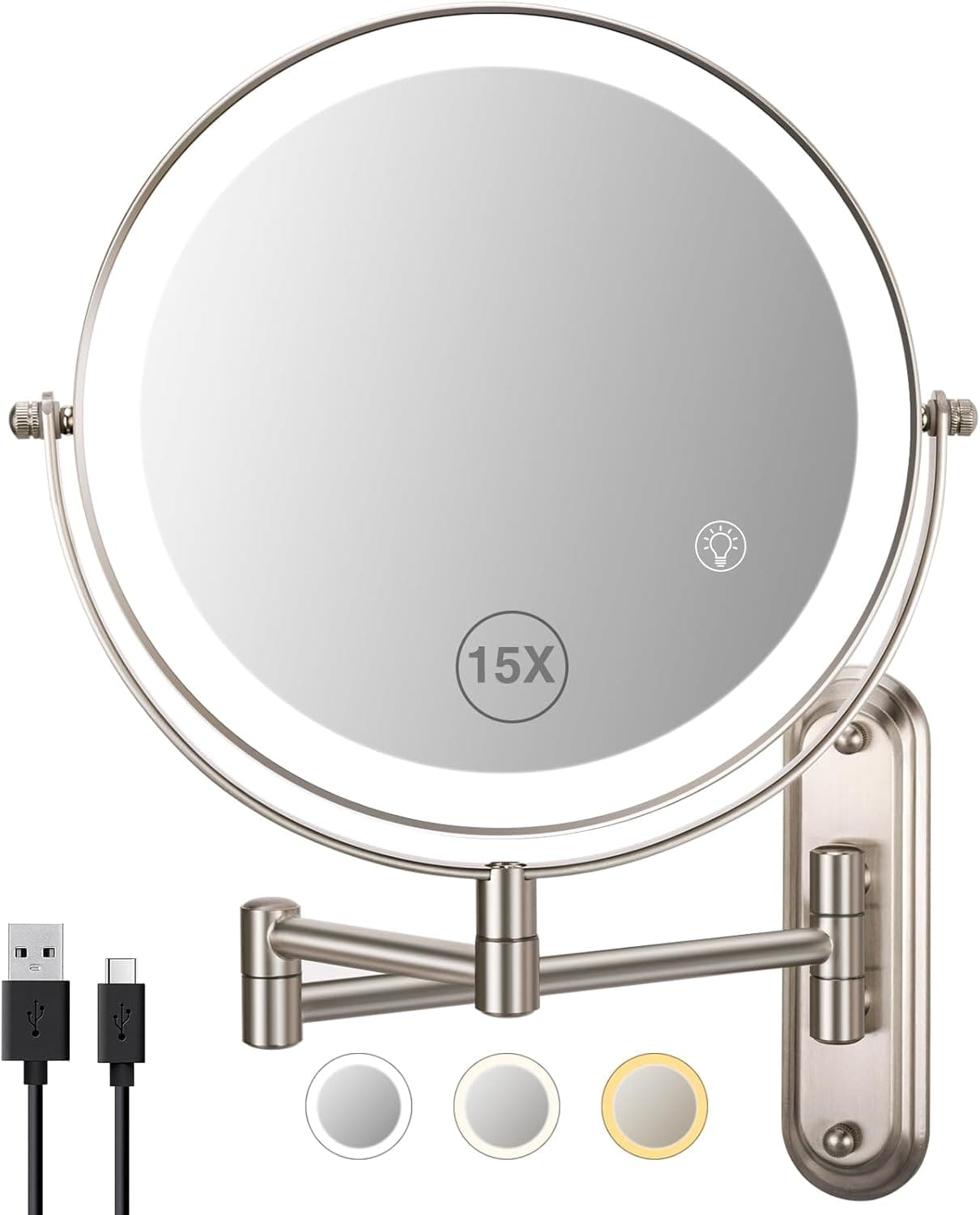 VORREMIRR 15x 8" Rechargeable Magnifying Mirror 🪞
