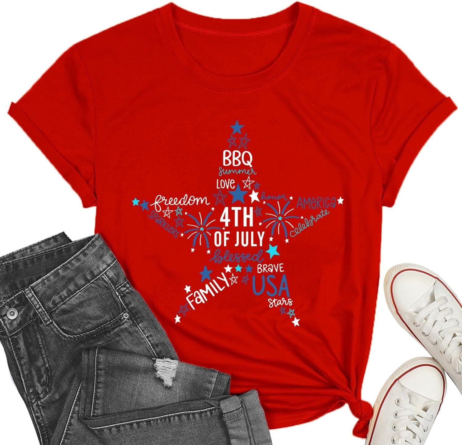 WEITUN 4th of July Gnomes Shirt women's patriotic tee 🇺🇸👕