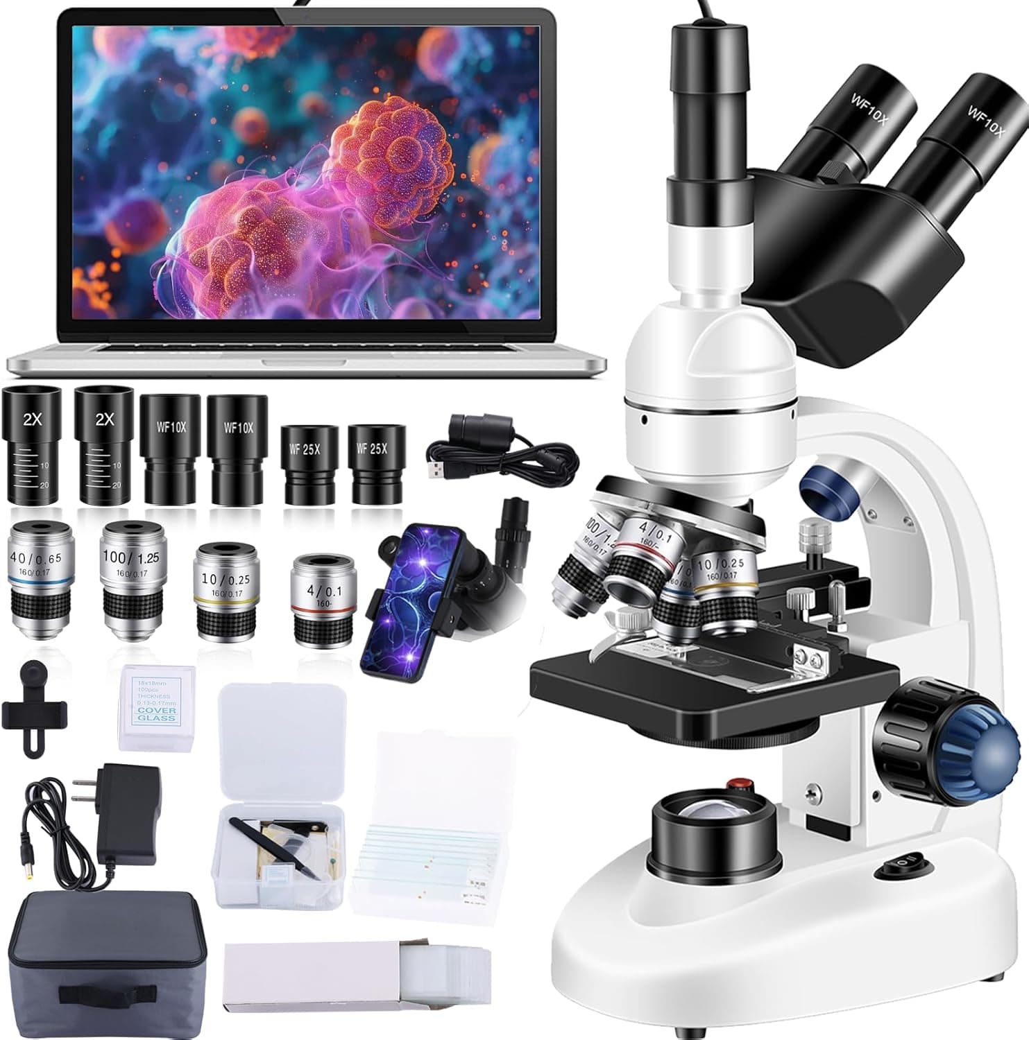 WF10x/WF25x Trinocular Lab Digital Compound Microscope 🧭