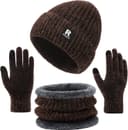 Thumbnail principal de Winter Beanie Hat Circle Scarf Gloves Set Touchscreen Gloves 🧣