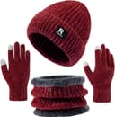 Thumbnail 4 de Winter Beanie Hat Circle Scarf Gloves Set Touchscreen Gloves 🧣