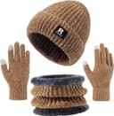 Thumbnail 5 de Winter Beanie Hat Circle Scarf Gloves Set Touchscreen Gloves 🧣