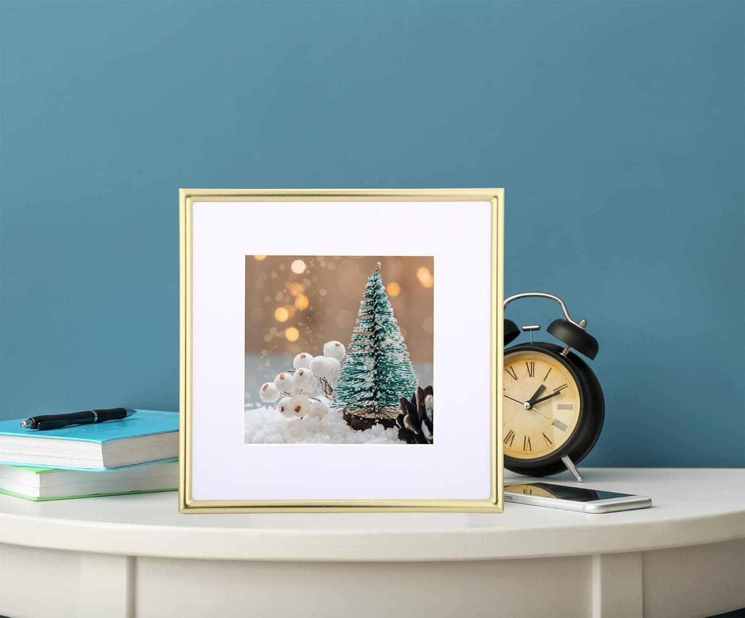 YiPinYin 6x6" Simply Square Gold Metal Picture Frame set of 2 📷