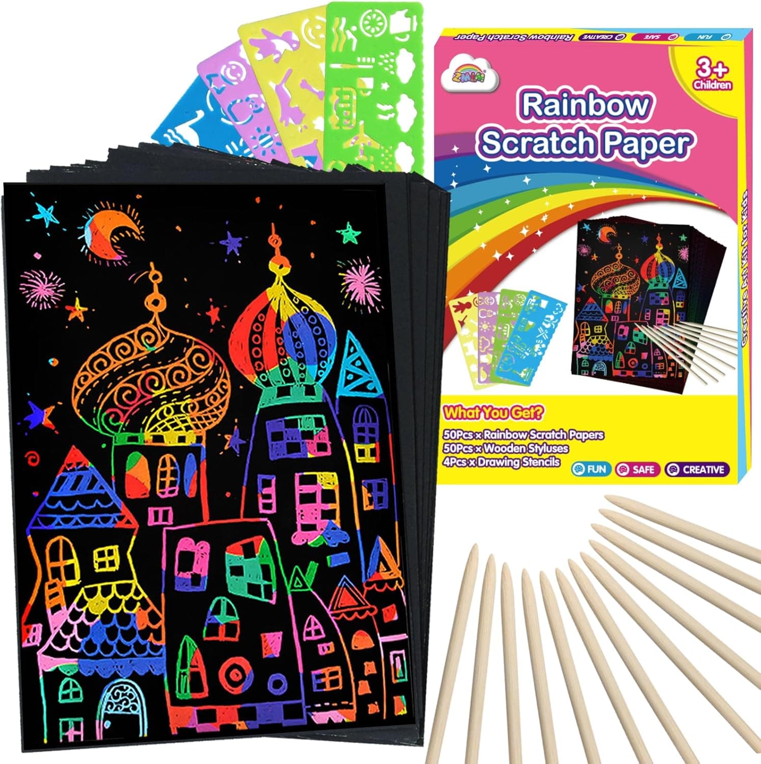 ZMLM Scratch Art 100pcs Rainbow Paper for Kids 🎨