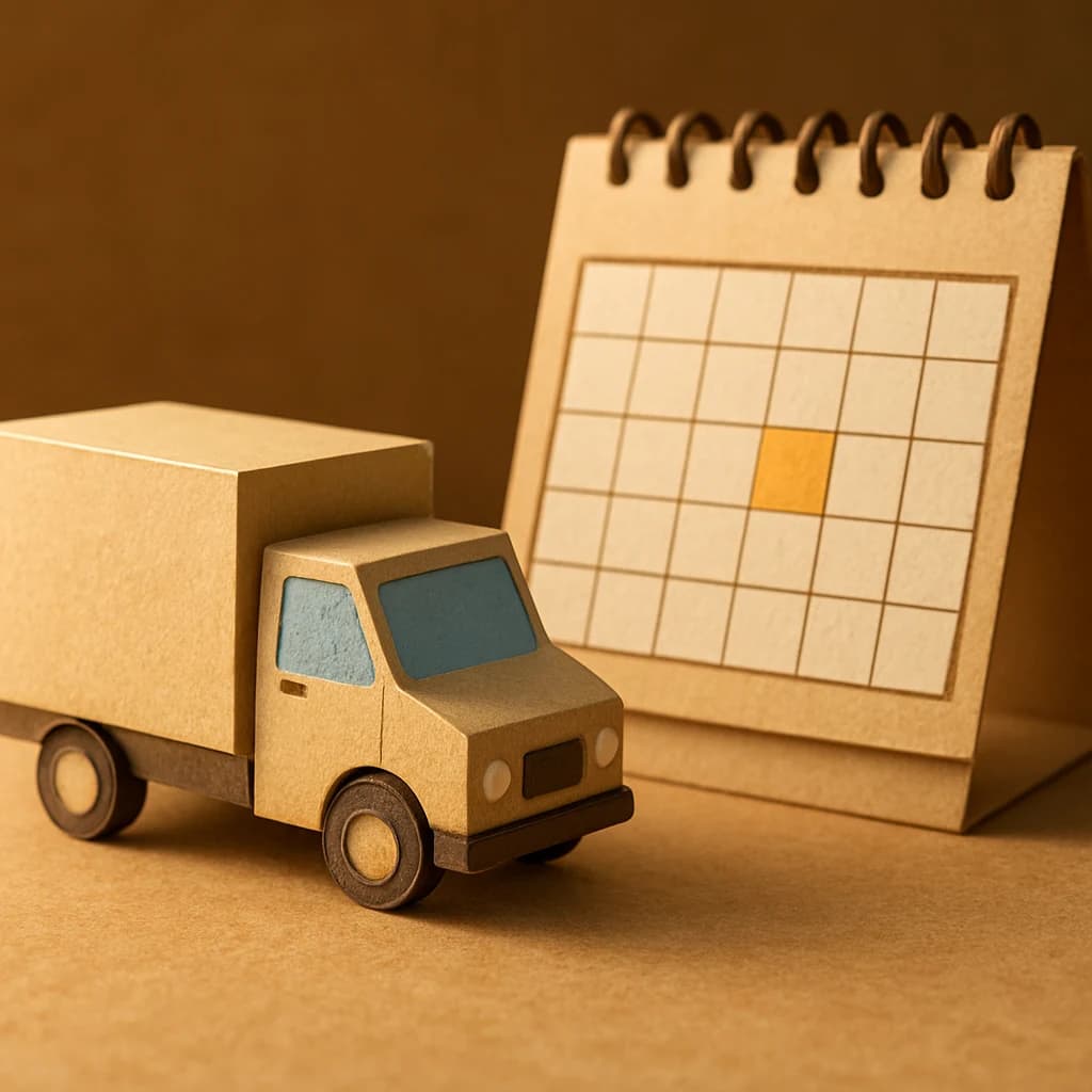 Ilustración de calendario con camión de reparto