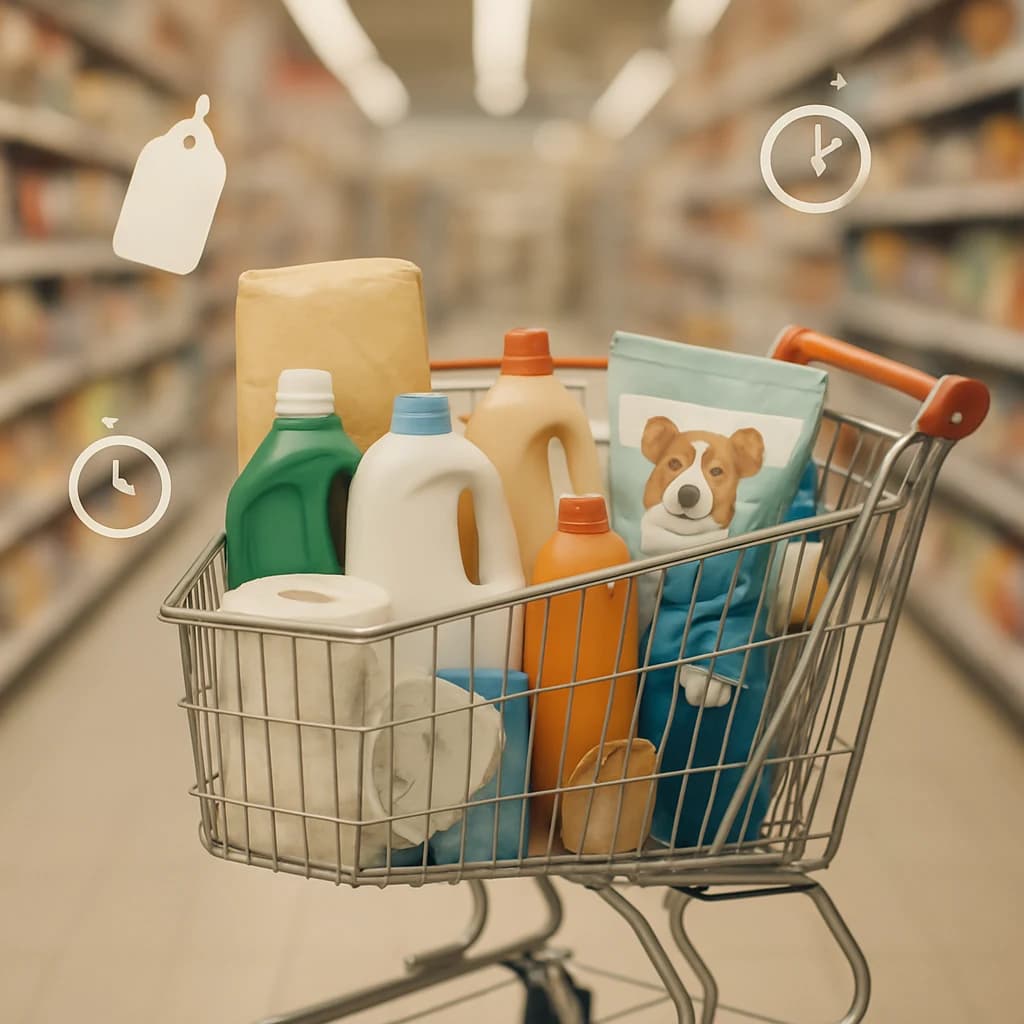 ilustración de carrito con packs y unidades sueltas equilibradas