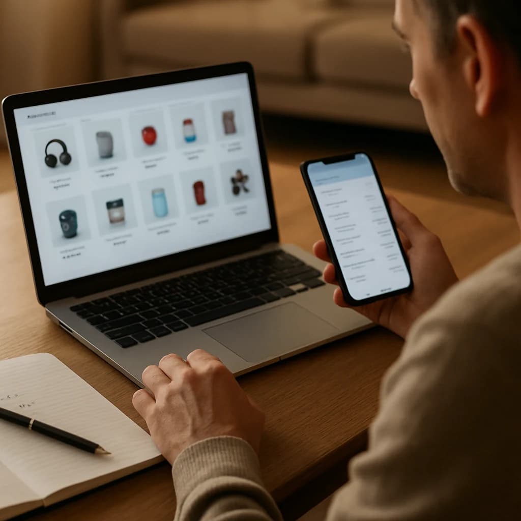 Persona revisando su historial de pedidos en el ordenador