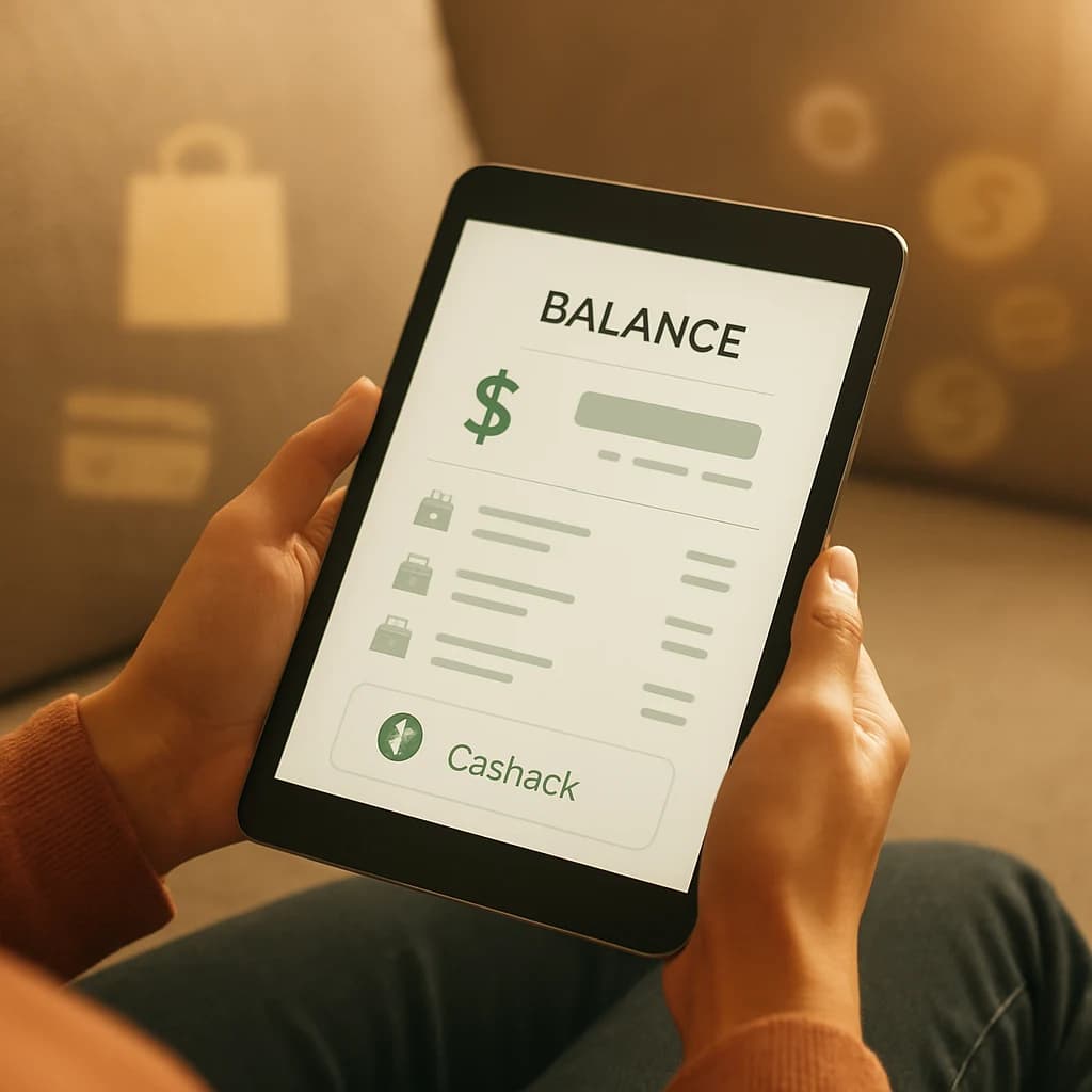 Persona revisando cashback en el portátil