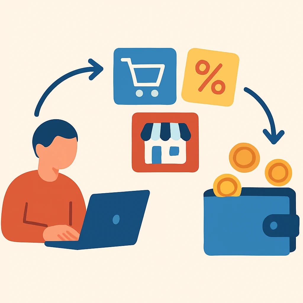 Flujo de compra online con capa de cashback