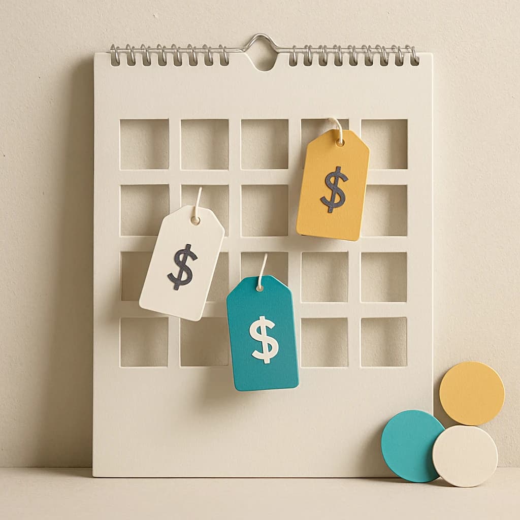 ilustración de calendario con ventanas de compra